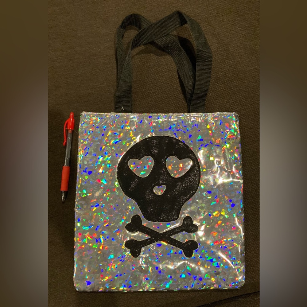 Skull and crossbones glittery bag